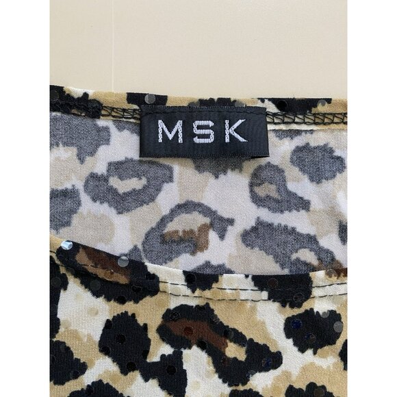 MSK Tank Top Womens Med Multicolor Animal Print All Over Sequin Sleeveless Tank - Picture 3 of 6